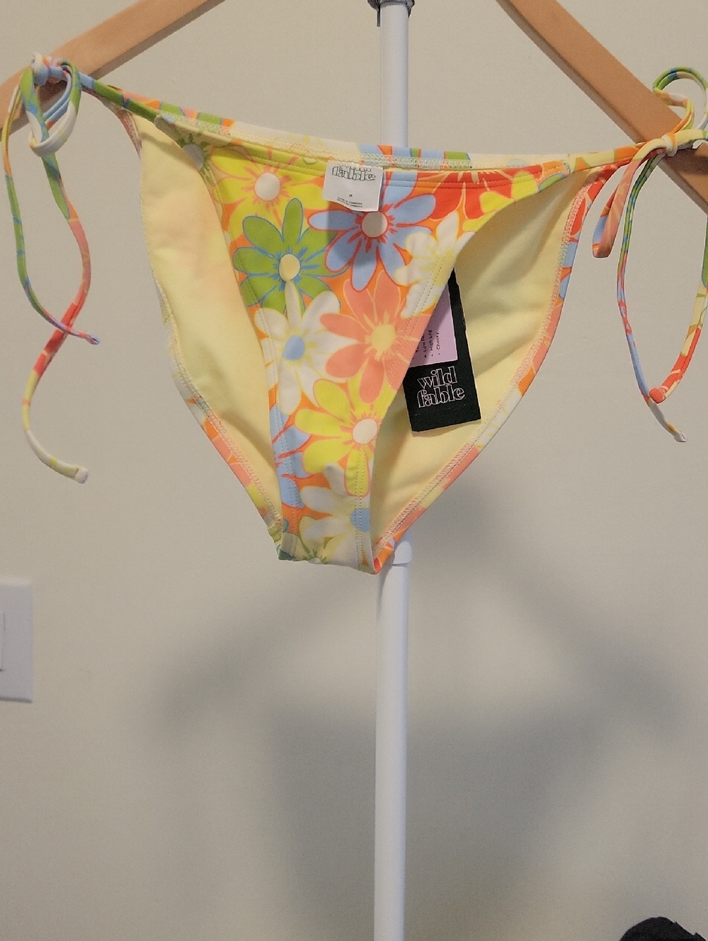 wild fable Yellow Multicolor Floral Tie-Side Swim Bottoms